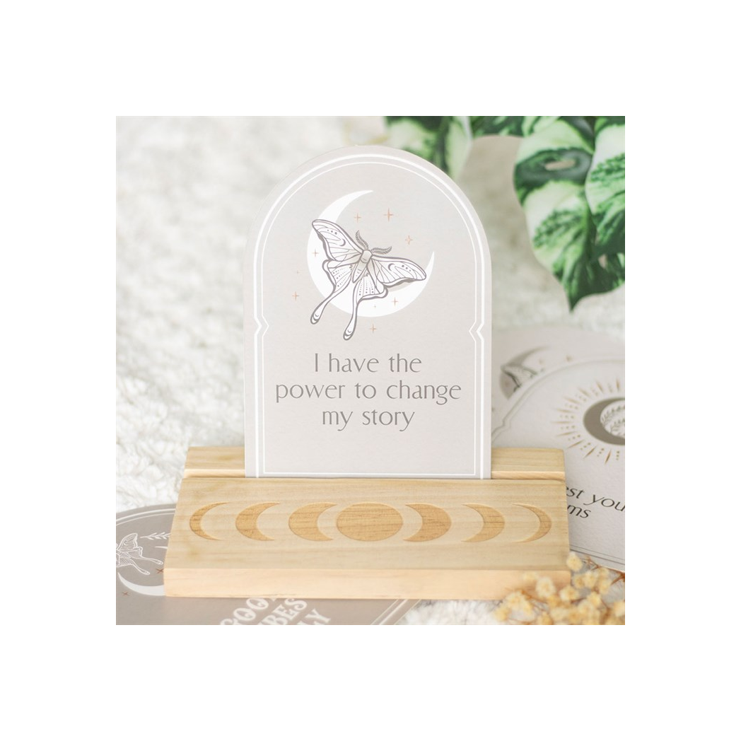 Luna Moth Affirmation Cards with Wooden Stand N/A
