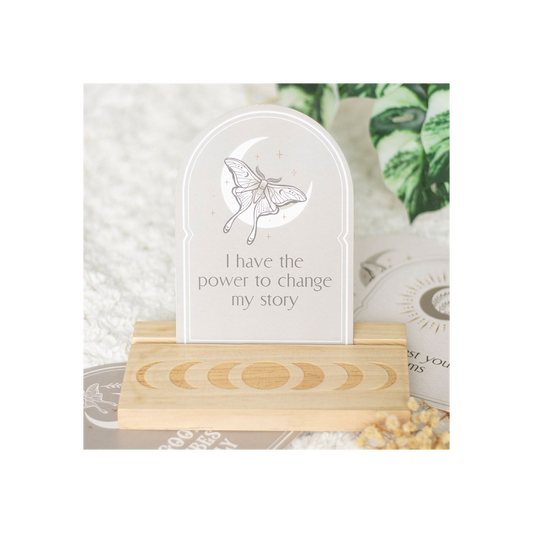 Luna Moth Affirmation Cards with Wooden Stand N/A