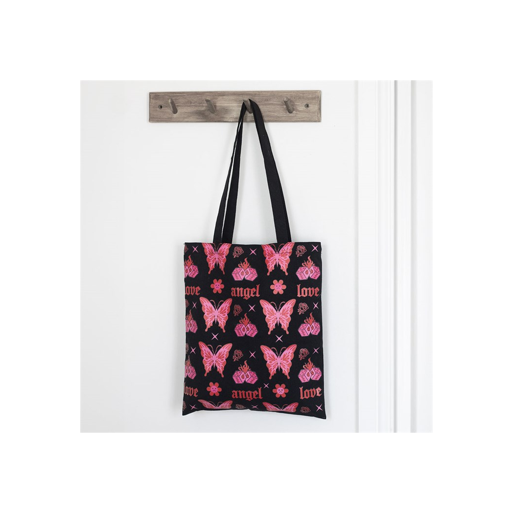 Flaming Butterfly Print Polycotton Tote Bag N/A