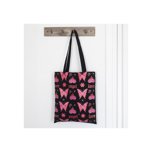 Flaming Butterfly Print Polycotton Tote Bag N/A