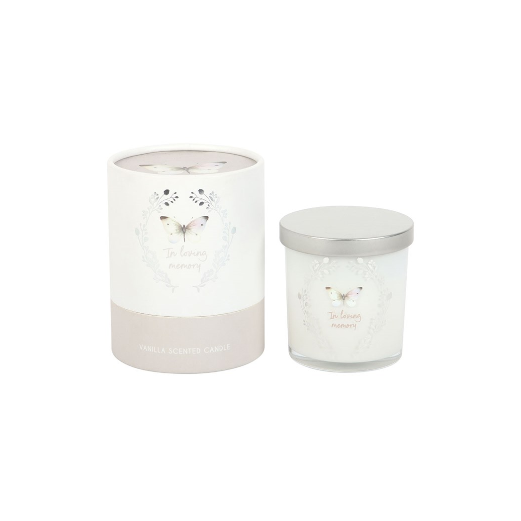 In Loving Memory White Butterfly Vanilla Candle N/A