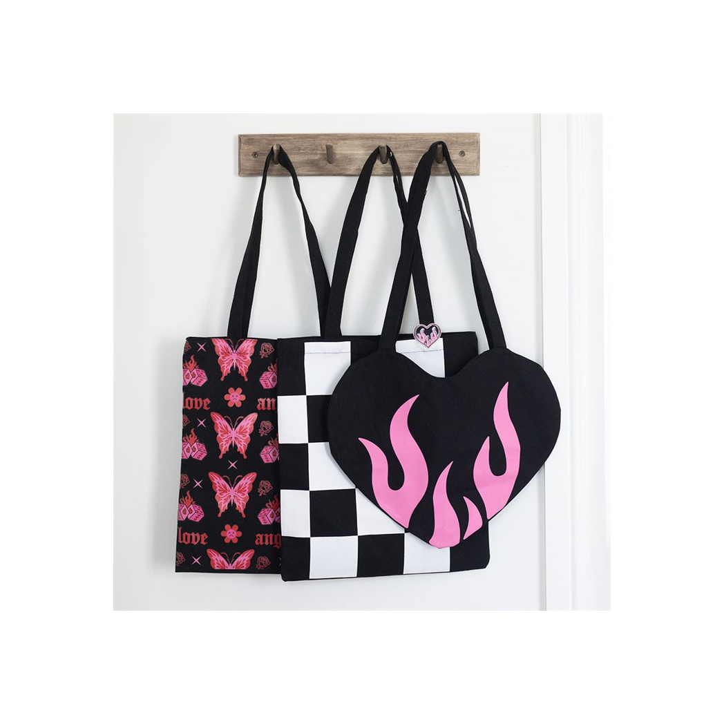 Flaming Butterfly Print Polycotton Tote Bag N/A