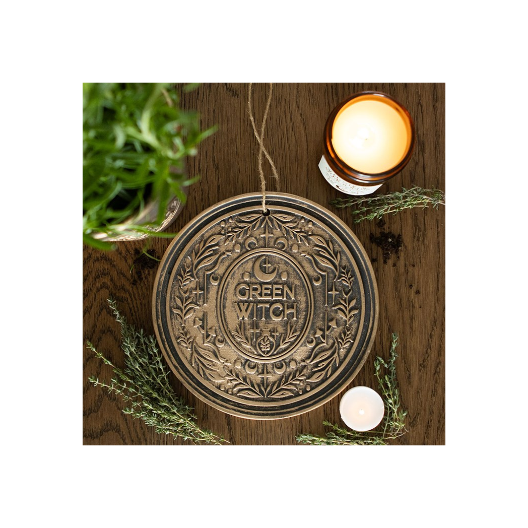 Green Witch Bronze Effect Terracotta Hanging Plaque N/A