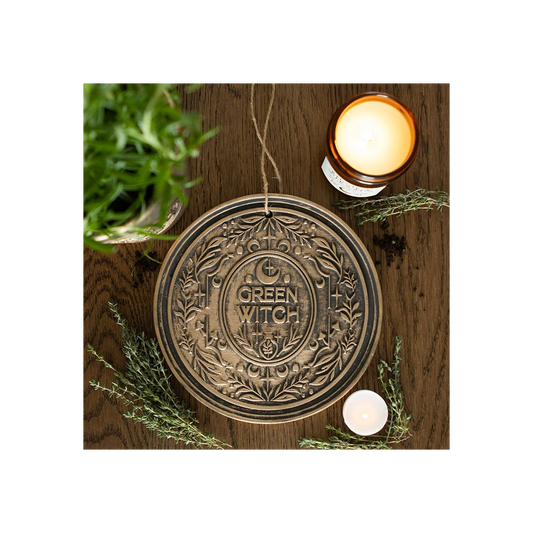 Green Witch Bronze Effect Terracotta Hanging Plaque N/A
