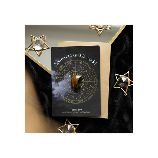 Out Of This World Tiger's Eye Crystal Moon Greeting Card N/A