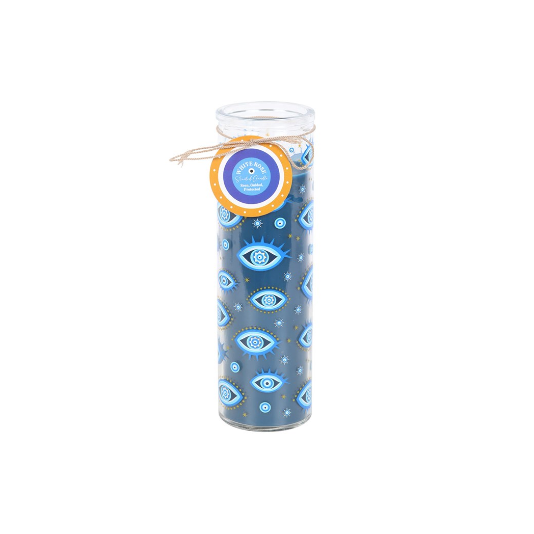 All Seeing Eye Print White Rose Tube Candle N/A
