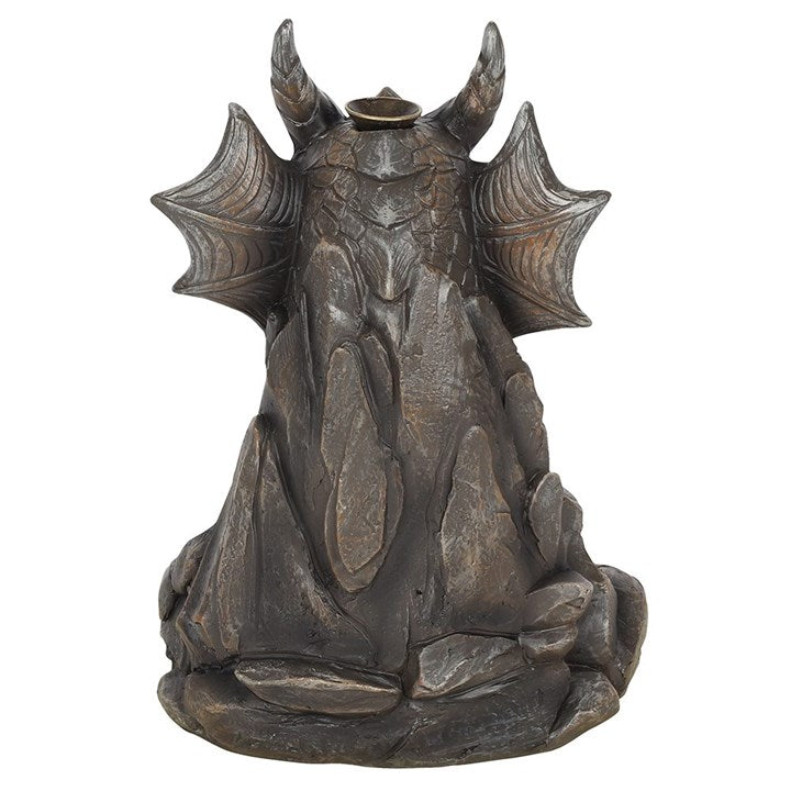 Grey dragon incense burner with castle design