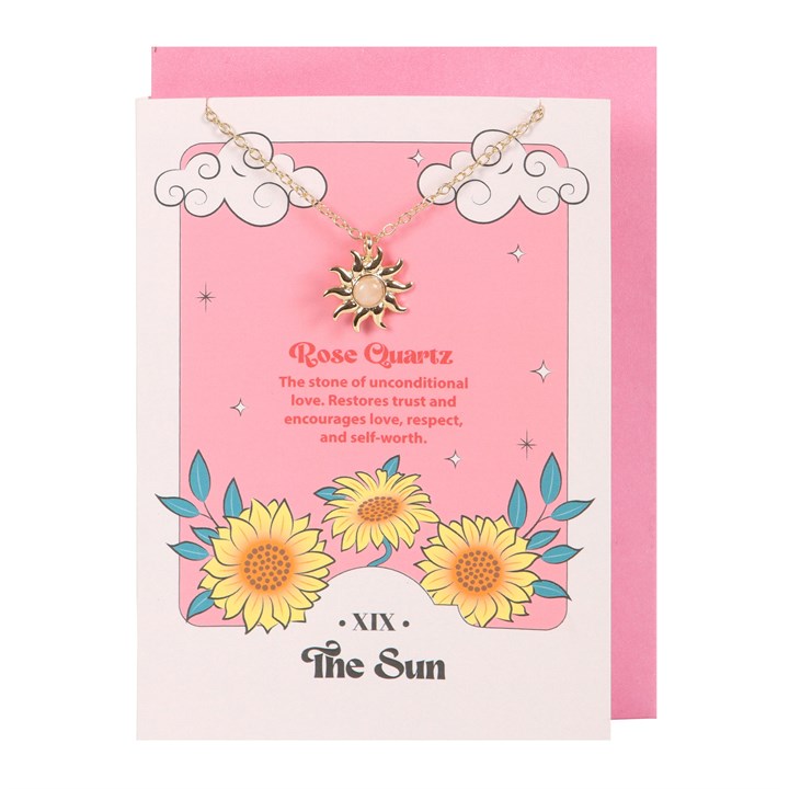 The Sun Celestial Rose Quartz Necklace Card N/A