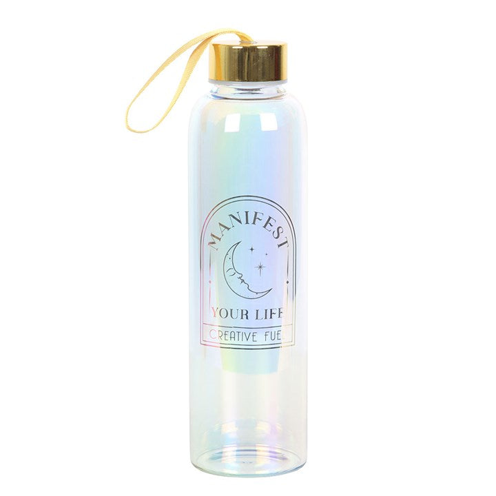 Manifest Your Life Iridescent Glass Water Bottle N/A