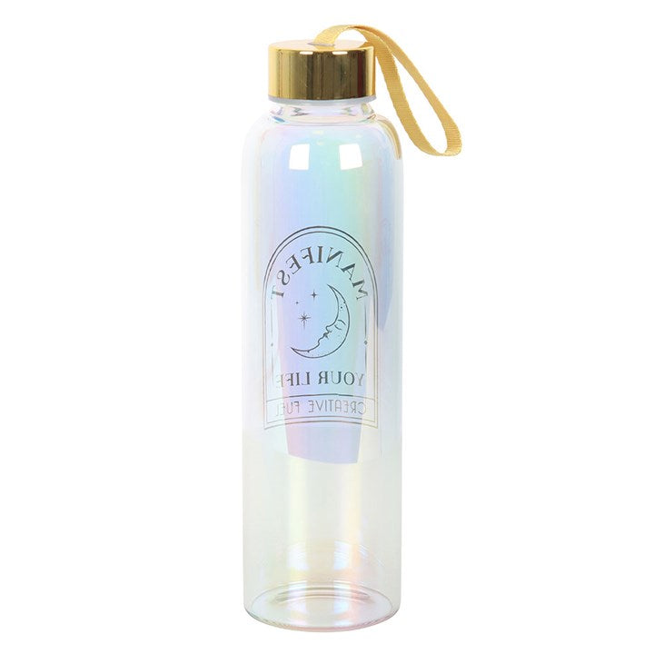 Manifest Your Life Iridescent Glass Water Bottle N/A