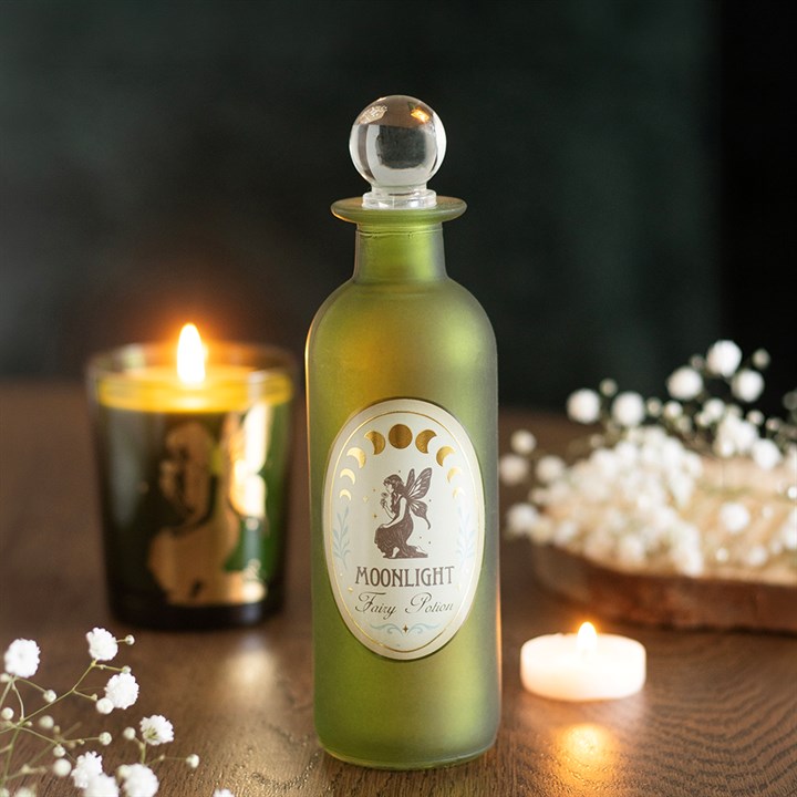 Moonlight Fairy green glass potion bottle