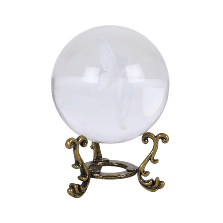 Stardust Fairy Laser Engraved Glass Crystal Ball and Stand N/A
