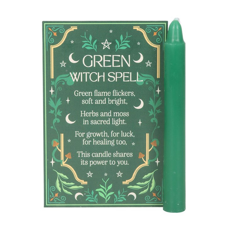 Pack of 12 Green Witch Spell Candles N/A