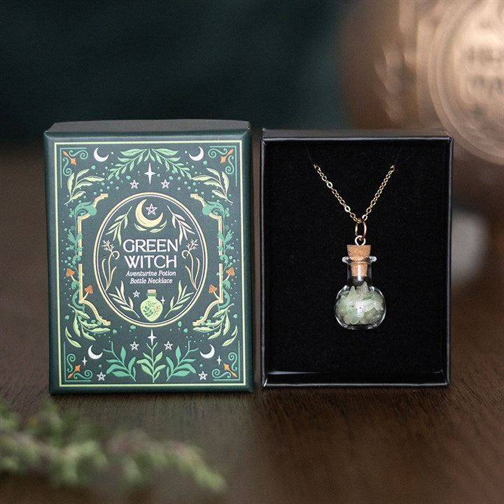 Green Witch Aventurine Potion Bottle Necklace N/A