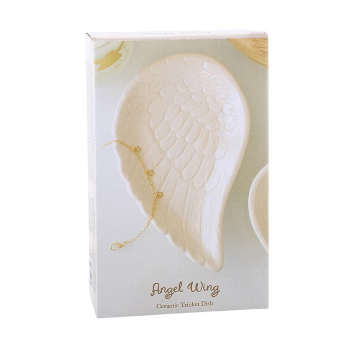 Off White Angel Wing Trinket Dish N/A