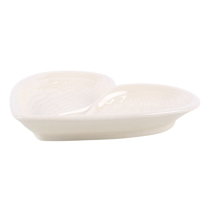 Off White Angel Wing Heart Trinket Dish N/A