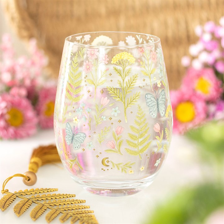 Luna Bloom Floral Print Stemless Glass N/A