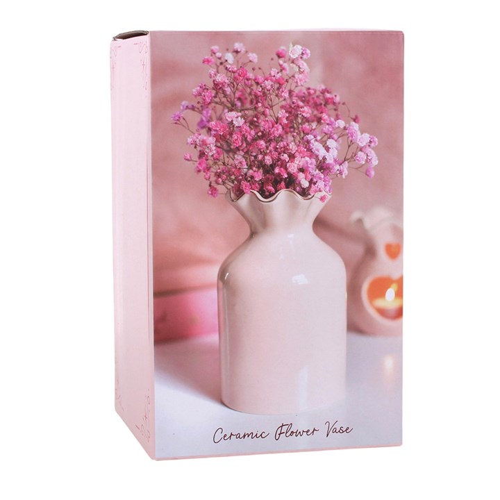 Pink Fluted Flower Vase N/A