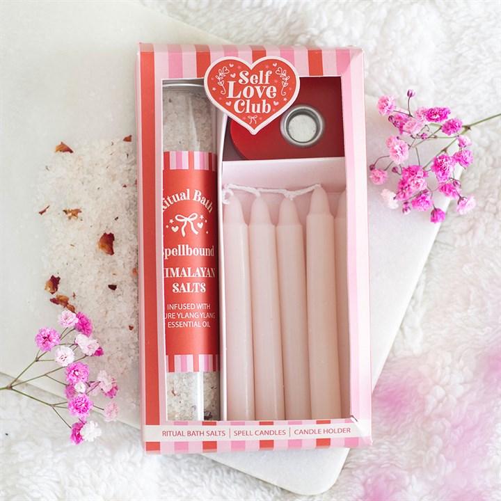 Self love bath salts and spell candle set