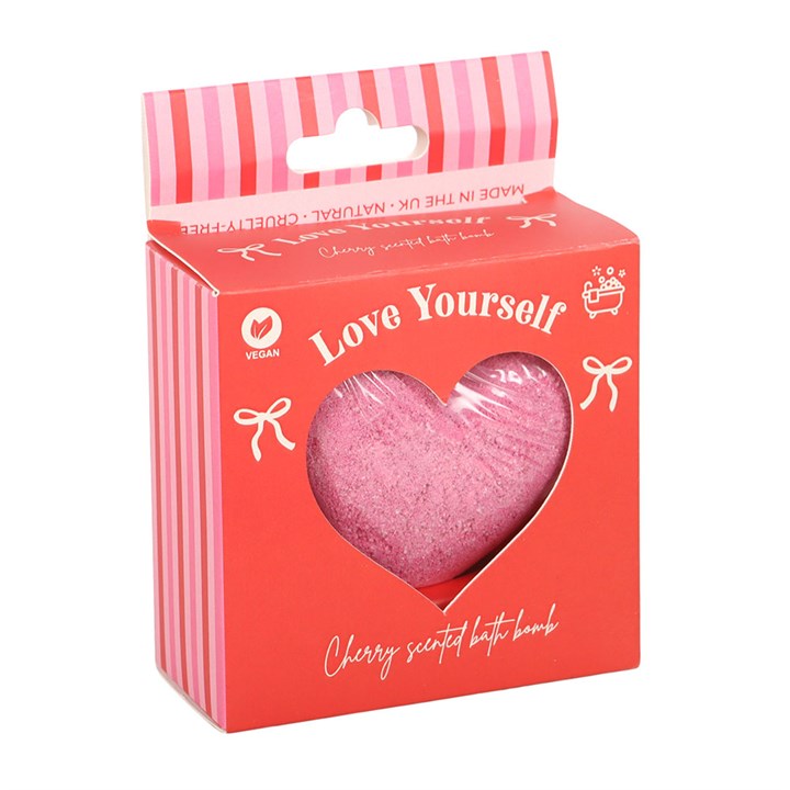 Heart-shaped cherry scented bath bomb