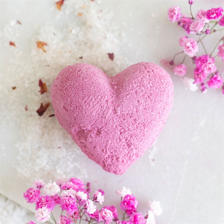 Love Yourself heart-shaped cherry bath bomb