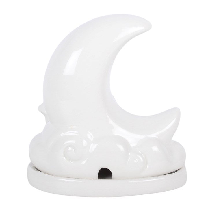 White Pastel Skies Moon Incense Cone Holder N/A