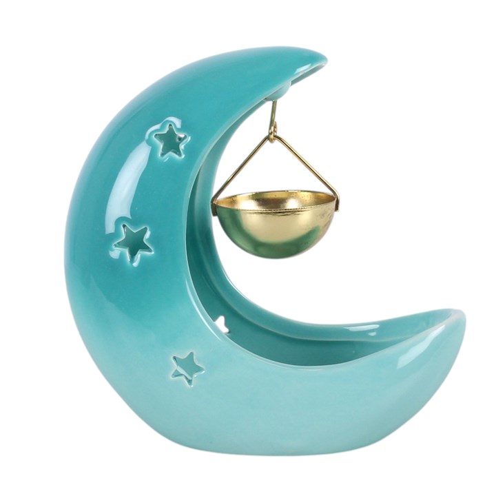 Blue Pastel Crescent Moon Hanging Oil Burner N/A