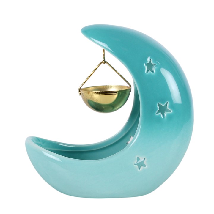 Blue Pastel Crescent Moon Hanging Oil Burner N/A
