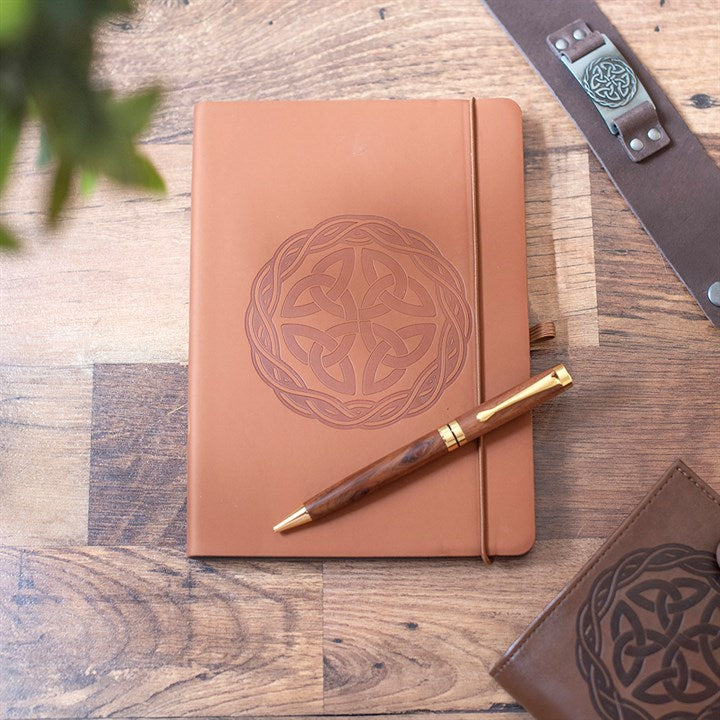 Celtic Shield Knot A5 Faux Leather Notebook with Pen N/A