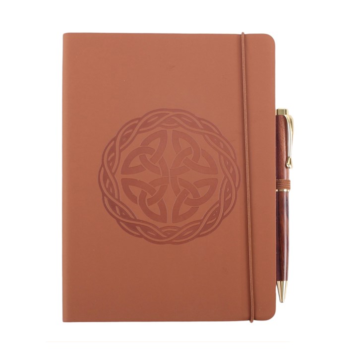 Celtic Shield Knot A5 Faux Leather Notebook with Pen N/A