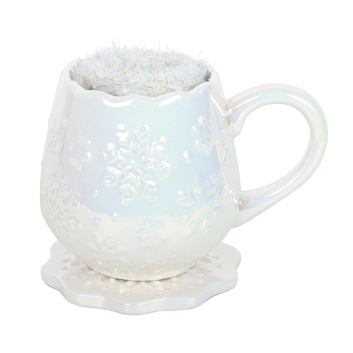 Iridescent Snowflake Mug, Coaster and Socks Set N/A