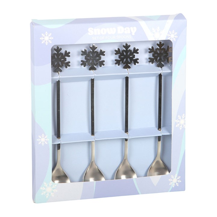 Set of 4 Metal Snowflake Spoons N/A