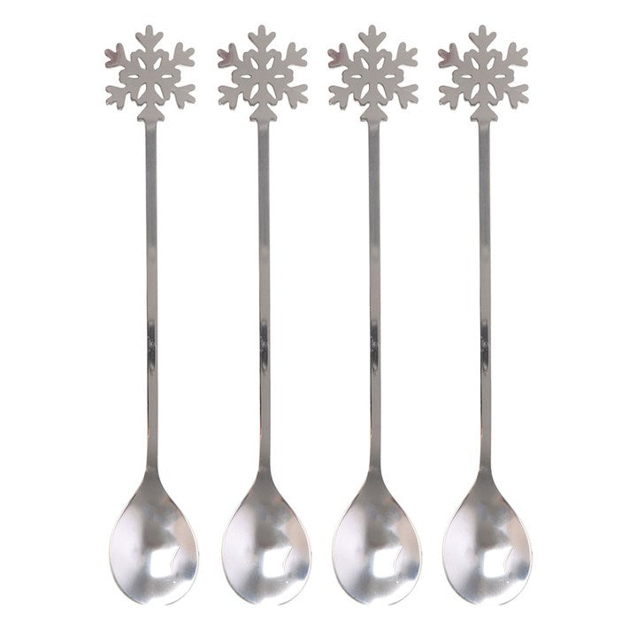 Set of 4 Metal Snowflake Spoons N/A