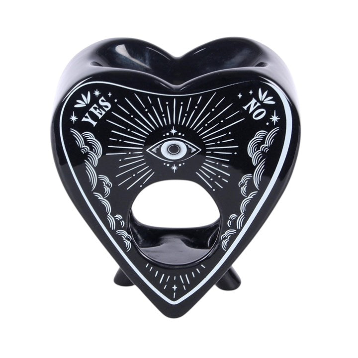 Black planchette oil burner with celestial artwork