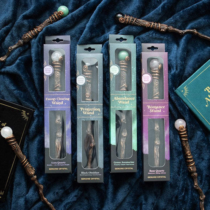 Energy Clearing Aura Quartz Crystal Wand with Pouch N/A