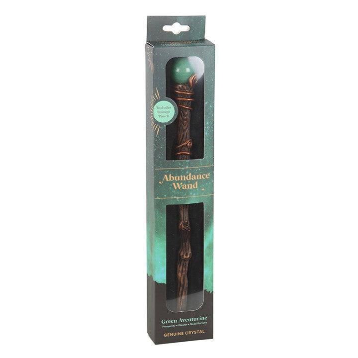 Abundance Green Aventurine Crystal Wand with Pouch N/A