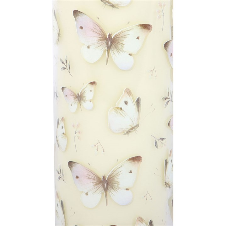 White Butterfly Print Vanilla Tube Candle N/A