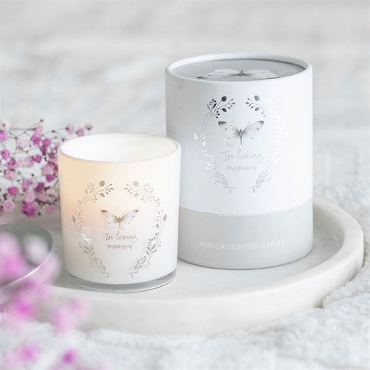 In Loving Memory White Butterfly Vanilla Candle N/A