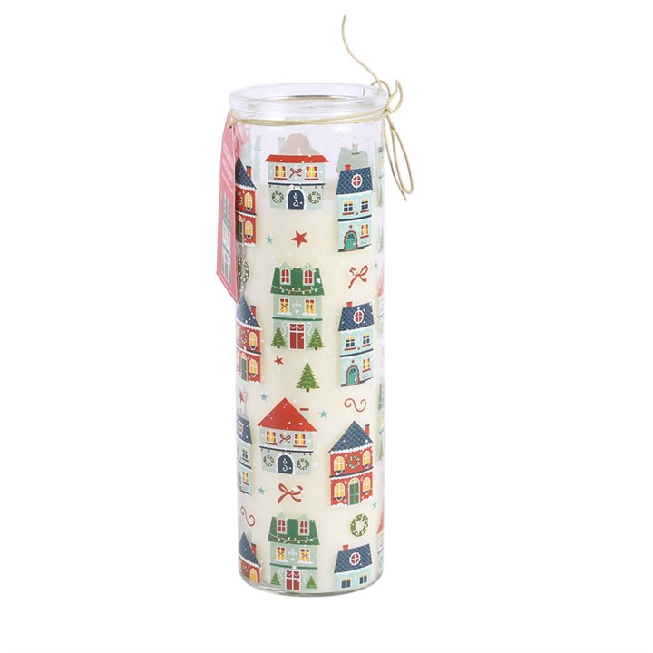 Christmas Street Print Gingerbread Cookie Tube Candle N/A