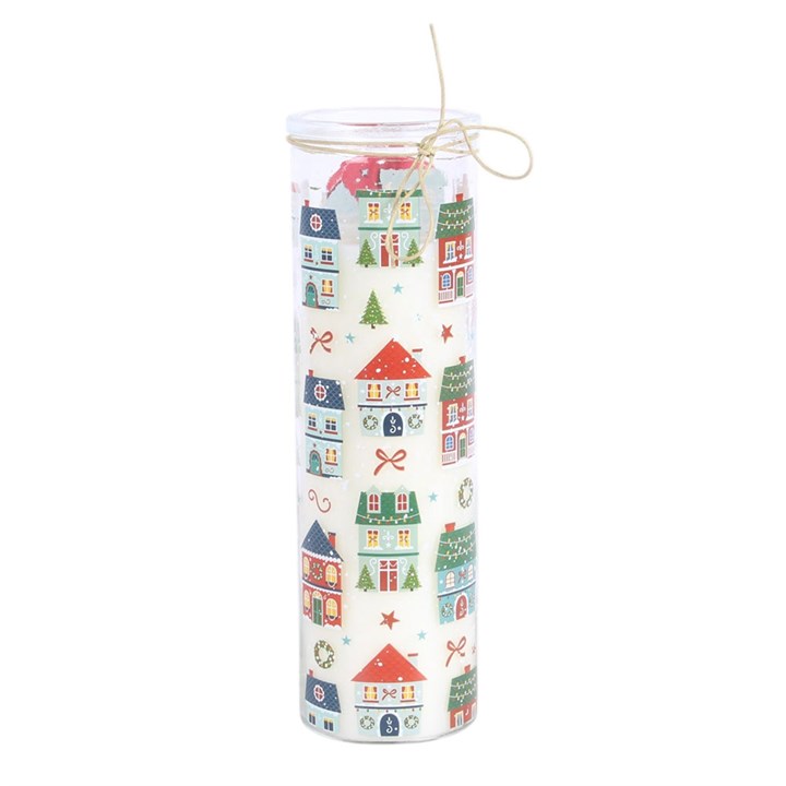 Christmas Street Print Gingerbread Cookie Tube Candle N/A