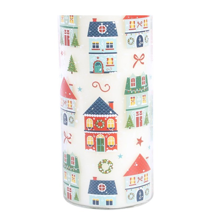 Christmas Street Print Gingerbread Cookie Tube Candle N/A