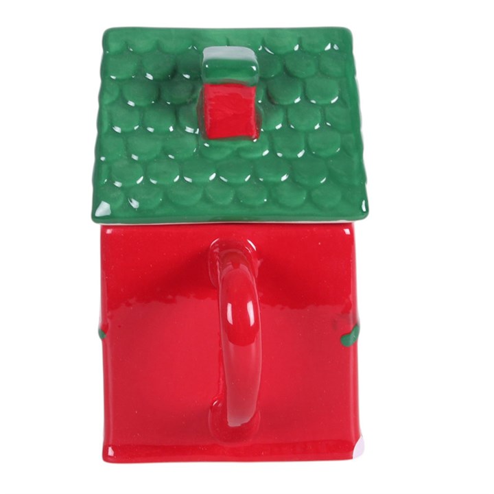 Red Christmas House Lidded Mug N/A