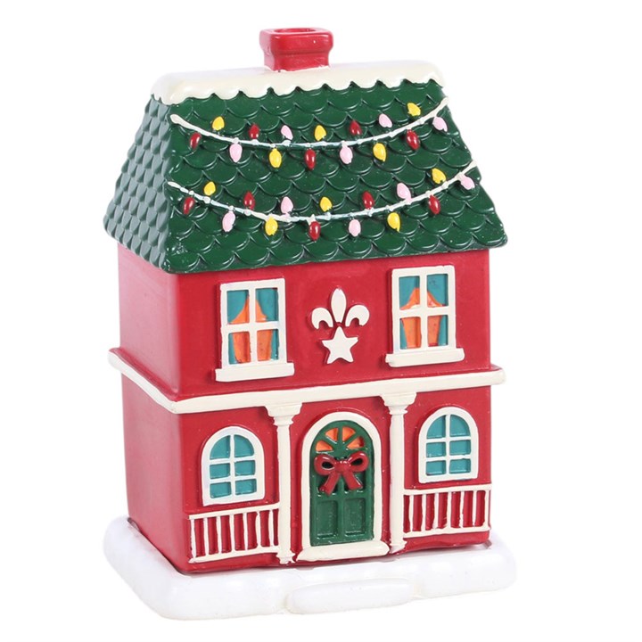 Red Christmas House Incense Cone Burner N/A