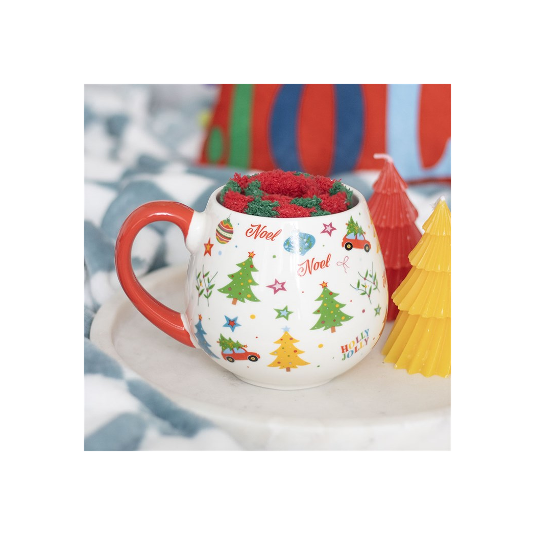 Nostalgic Christmas Print Mug and Socks Set N/A
