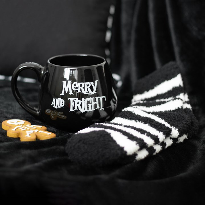 Black and white striped socks spooky gift set