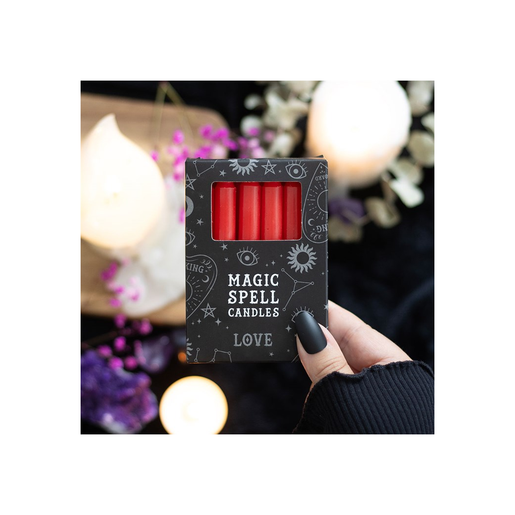Set of 12 Red 'Love' Spell Candles N/A