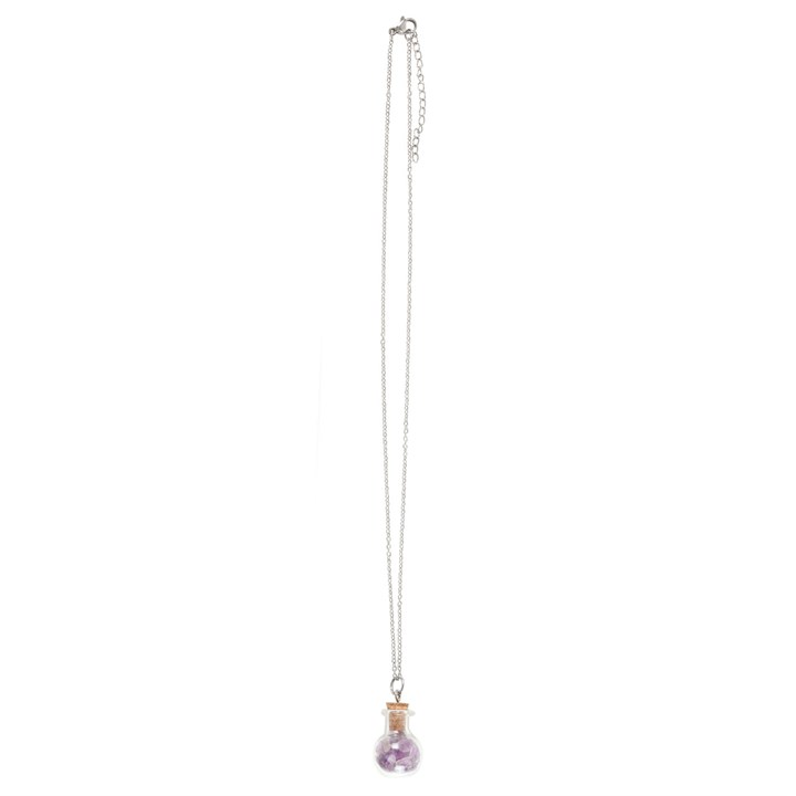 Calming Amethyst Crystal Chip Potion Bottle Necklace N/A