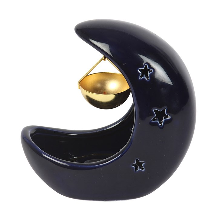 Blue crescent moon hanging burner celestial home decor
