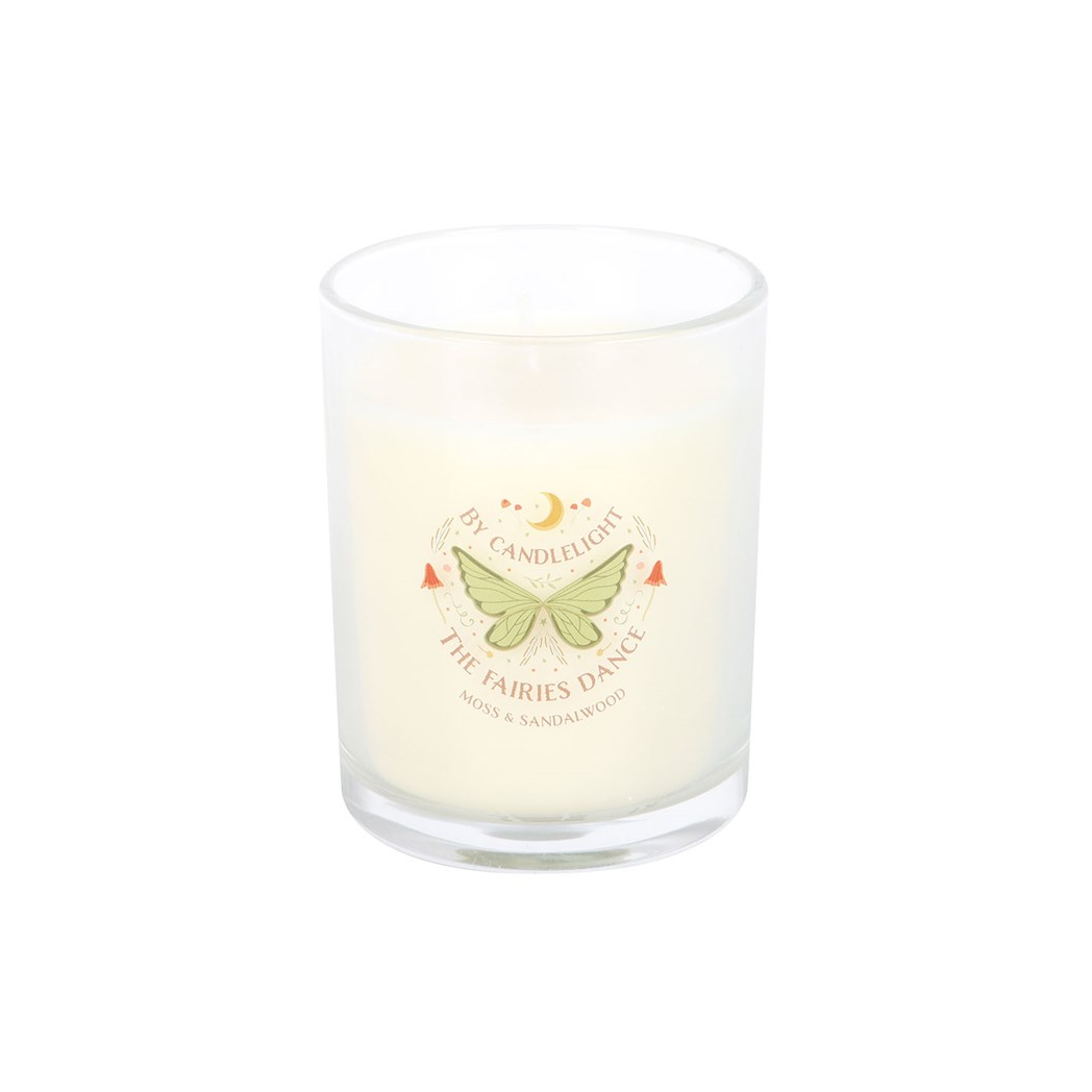 Moss and sandalwood fairy candle in decorative glass