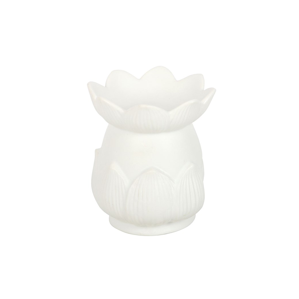White lotus oil burner for fragrance oils